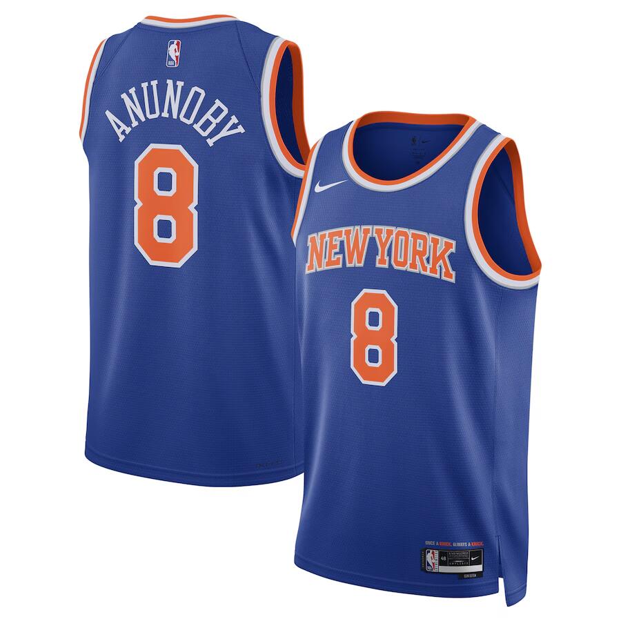 Men's New Yok Knicks #8 OG Anunoby Blue Icon Edition Swingman Stitched Basketball Jersey Men's New Yok Knicks #8 OG Anunoby Blue Icon Edition Swingman Stitched Basketball Jersey
